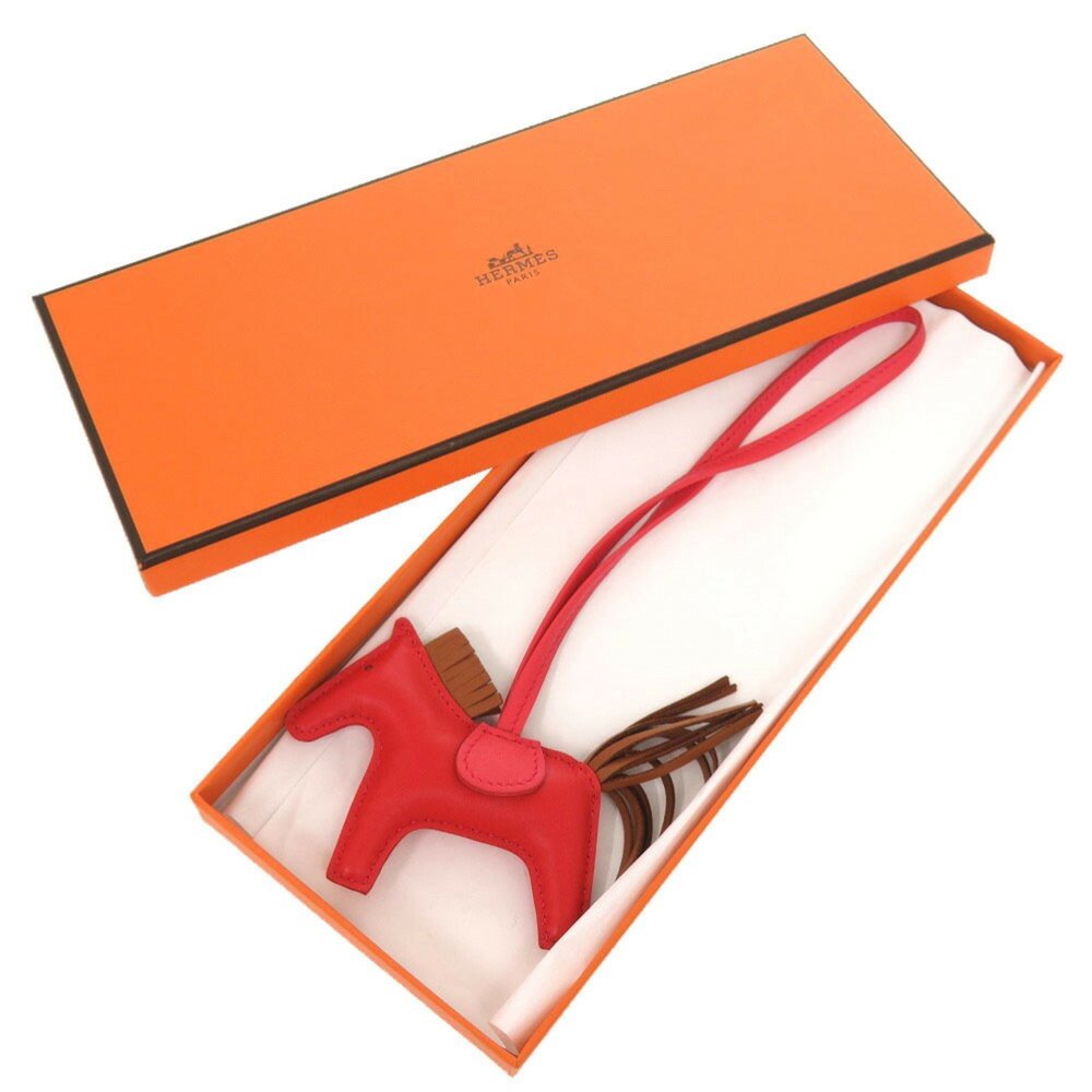 HERMES Rodeo PM Rouge Cou Pivoine Cigarette Anjou Milo Y Stamp Bag Charm Red - Picture 3 of 5